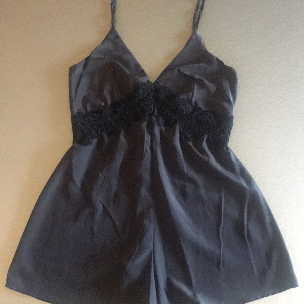 Gray Romper with black lace NWOT